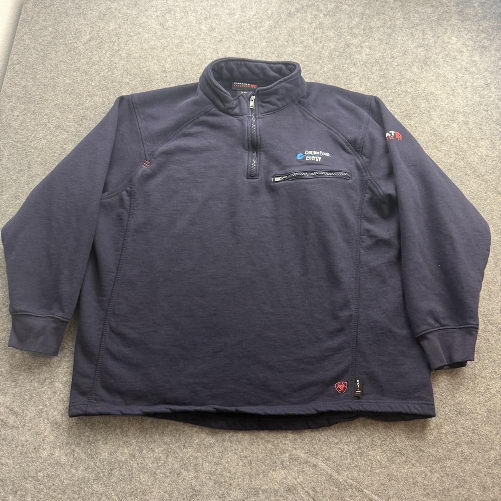Ariat FR 1/4 Zip Mens XL Navy Pullover Workwear Flame Resistant CAT2